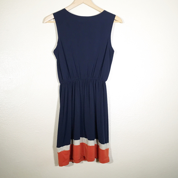 Sweet Storm Navy, Cream, & Orange Sleeveless Dress - Picture 2 of 5